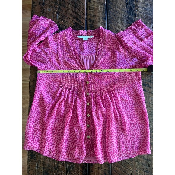 DVF Diane von Furstenberg Silk Layla Petal Dreams Pink Womens Top Size 0 - Picture 7 of 11